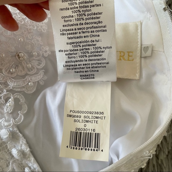 GALINA SIGNATURE Floral Ruffle Lace Beads Fit and Flare Wedding Maxi Dress Sz 0 - Picture 15 of 16